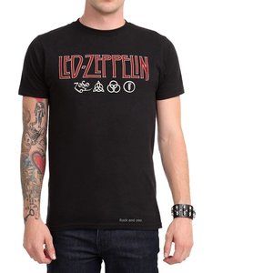 Led Zeppelin Logo Symbols metal rock Official T-Shirt L NWT